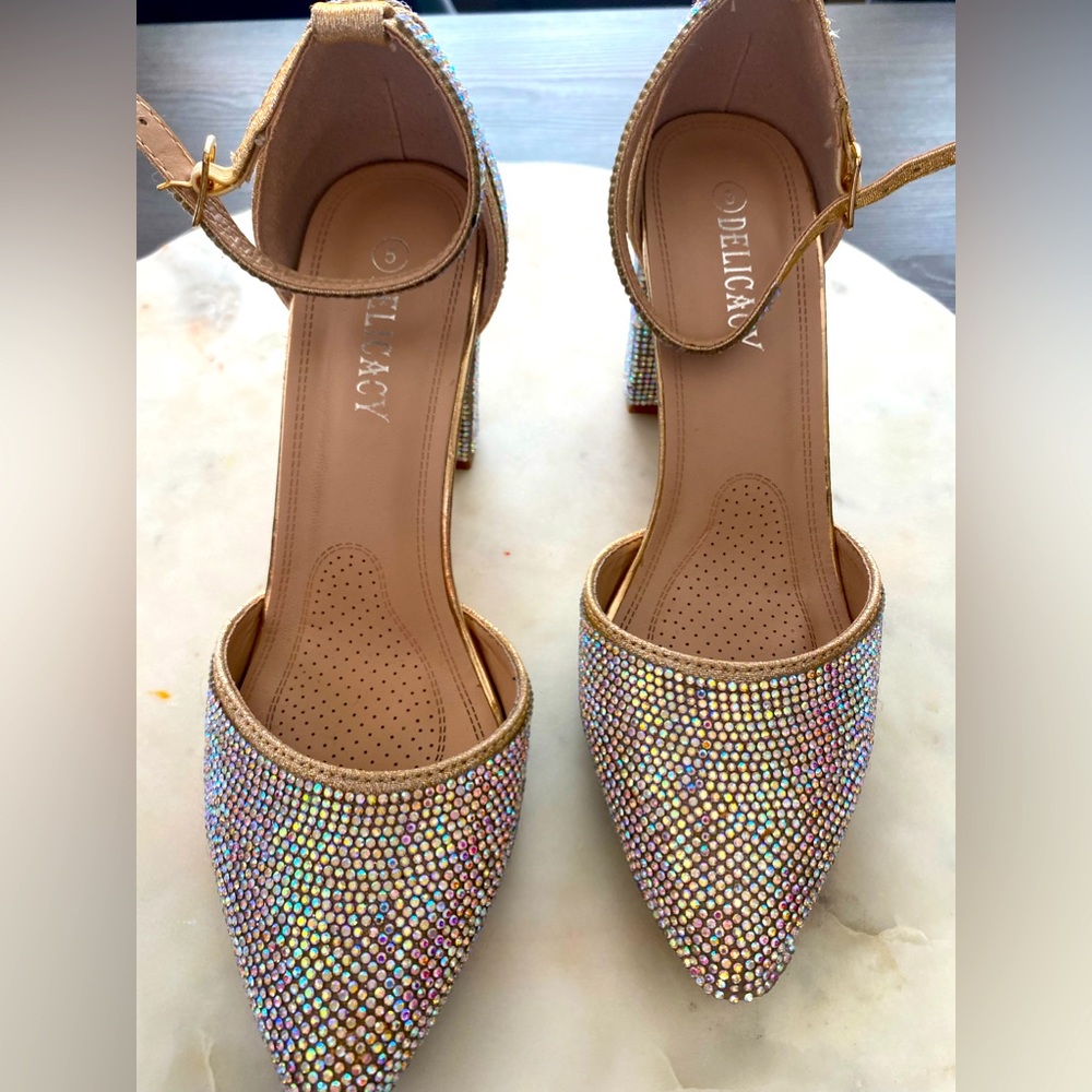 Girls rhinestones high heels . Size 5